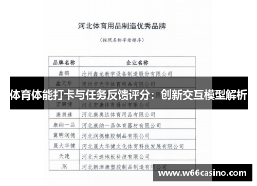体育体能打卡与任务反馈评分：创新交互模型解析